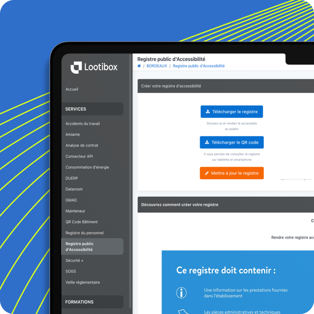 Registre public d'accessibiité par Lootibox